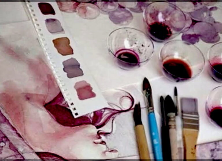 WORKSHOP DE AQUARELA<br>O VINHO como Tinta, Degustação Guiada<br> De Vinhos<br> e Aula de Tiramissu